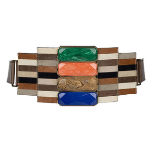 Fendi Karl Lagerfeld Spring 2008 Mosaic leather Malachite & Lapis Statement Belt