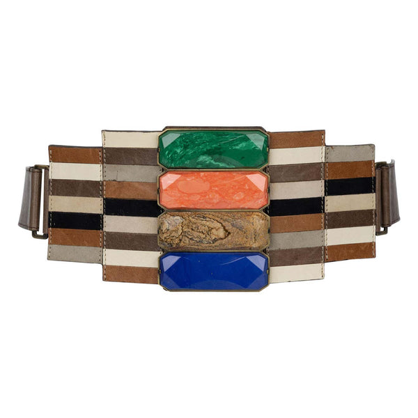 Fendi Karl Lagerfeld Spring 2008 Mosaic leather Malachite & Lapis Statement Belt