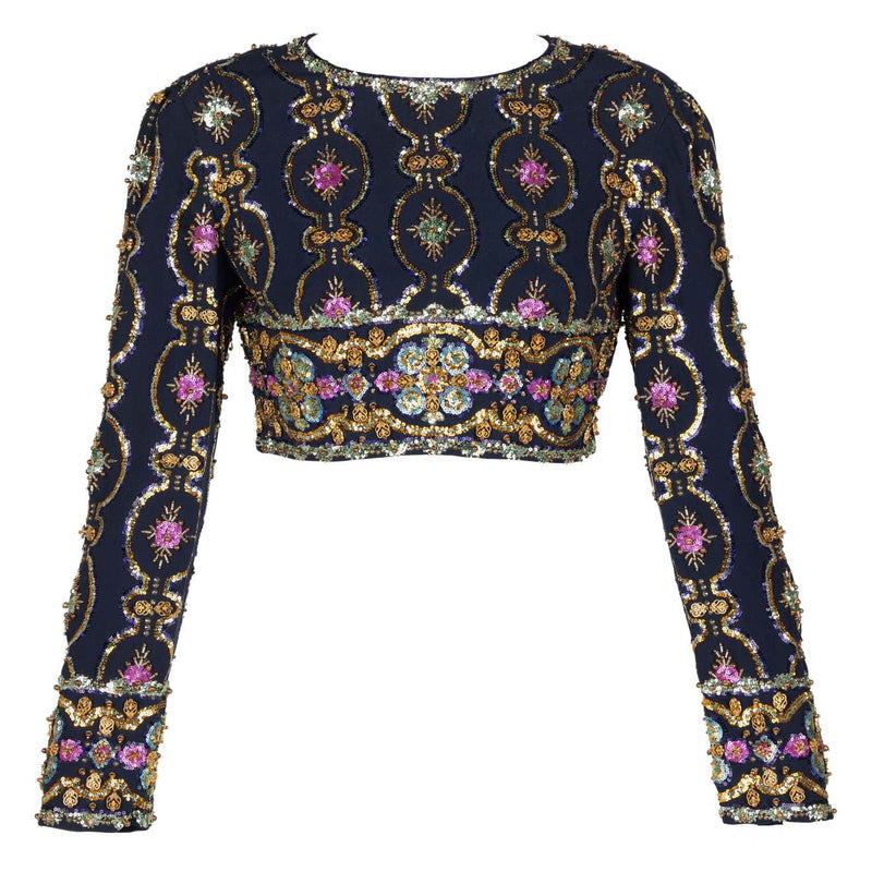 1960s Lanvin by Jules-Francois Crahay Embellished Cropped Top