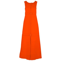 1960s Courrѐges Haute Couture Orange A-line Sleeveless Wool Maxi Dress