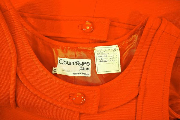 1960s Courrѐges Haute Couture Orange A-line Sleeveless Wool Maxi Dress