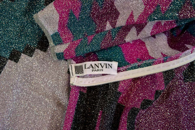 1970s Lanvin Metallic Print Maxi Dress