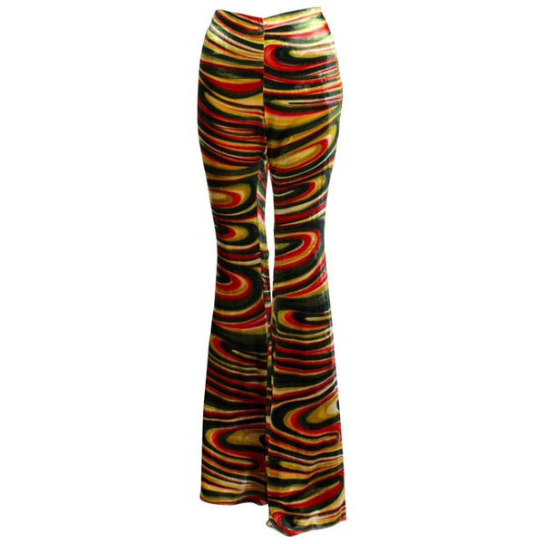 1990s Gucci by Tom Ford Runway Psychedelic Swirl Silk Velvet Pants Documented
