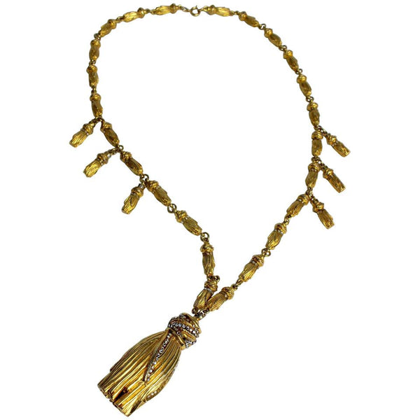 Magnificent Vintage Judith Leiber Gold Tassel Necklace Unsigned
