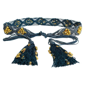 Vintage Yves Saint Laurent YSL Passementerie Gold Nugget Beads Tassel Belt
