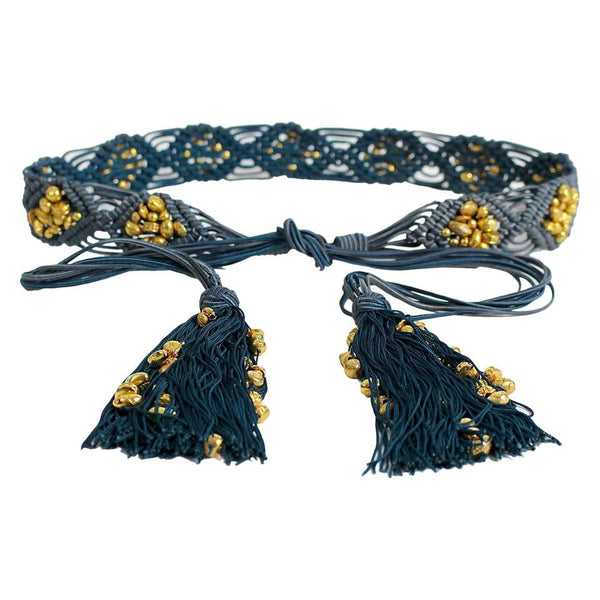 Vintage Yves Saint Laurent YSL Passementerie Gold Nugget Beads Tassel Belt