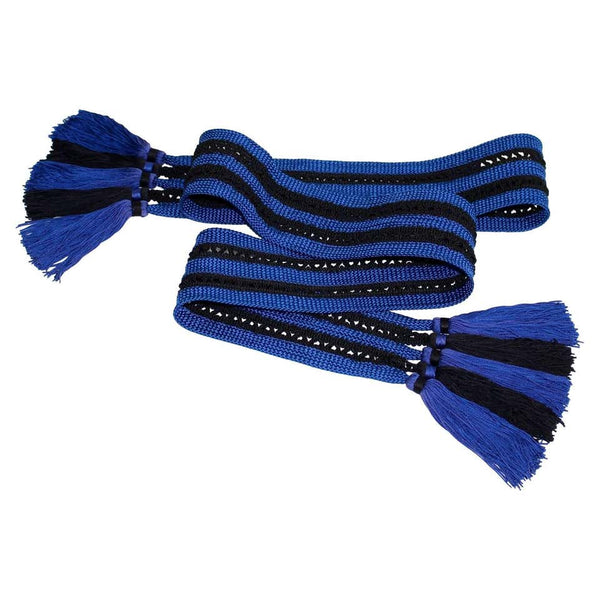 Vintage Yves Saint Laurent Passementerie Saphire Blue and Black Tassel Belt