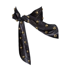 Vintage Yves Saint Laurent Black Leather Gold Stud Sash Belt Documented 1989