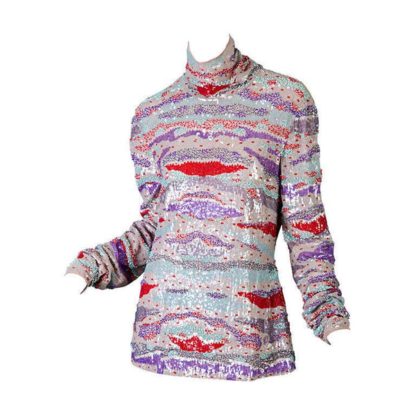Vintage Giorgio Armani Beaded High Neck Tunic
