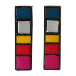 Vintage YSL Mondrian Color Block Earrings Yves Saint Laurent