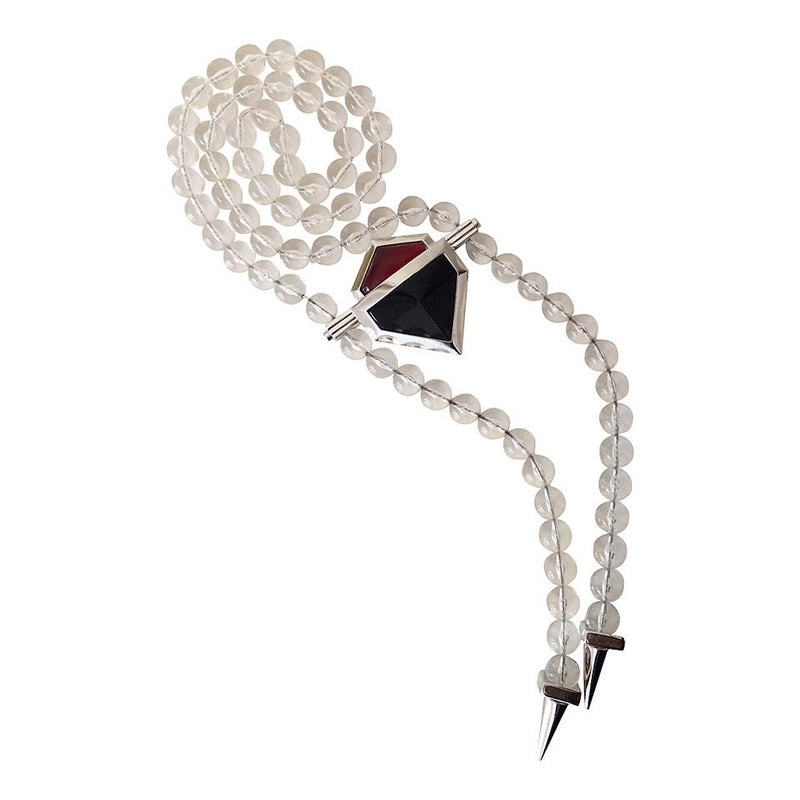 Vintage Yves Saint Laurent Large Lucite Bead and Geometric Glass Necklace YSL