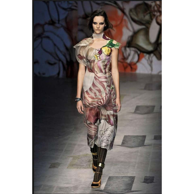 2008 Prada James Jean Fairy Runway Ivory Silk Dress