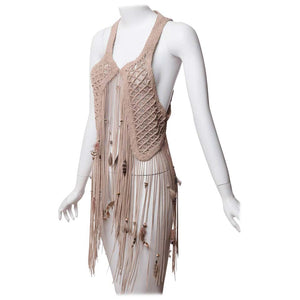 Roberto Cavalli s/s 2011 Leather Macrame Feather Beads Fringe Vest