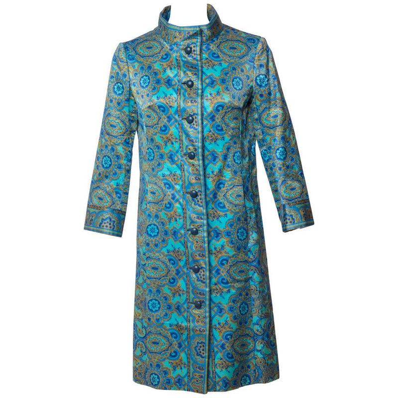 1960s Christian Dior New York Demi Couture Blue Stained Glass Silk Eve – Basha Gold