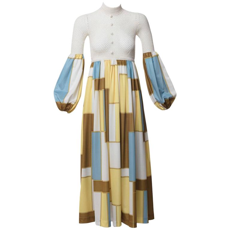 1960s Sally Levison of London Crochet Color Block Jersey Maxi Dress – Basha Gold