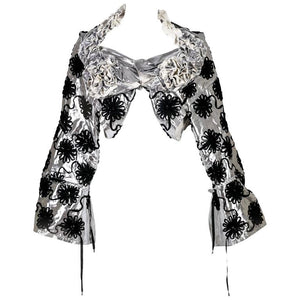 Tao Comme des Garçons Cropped Silver Floral Appliqué  Jacket FW 2008
