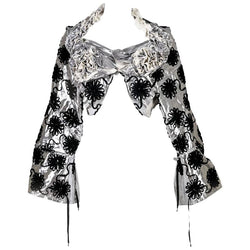 Tao Comme des Garçons Cropped Silver Floral Appliqué  Jacket FW 2008