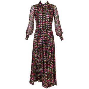 1970s Chanel Haute Couture Vintage Silk Chiffon Dress no 4550