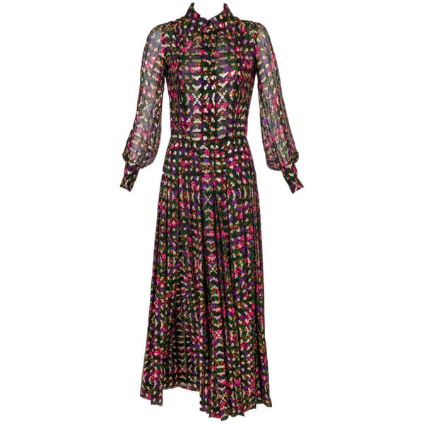 1970s Chanel Haute Couture Vintage Silk Chiffon Dress no 4550