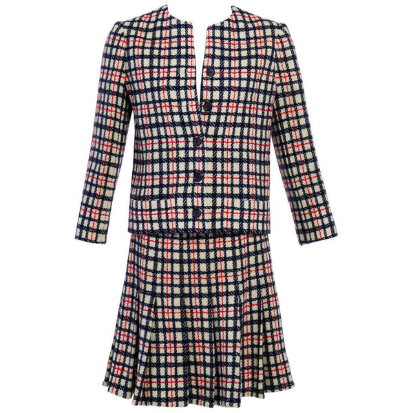1960s Documented Marc Bohan for Christian Dior Numbered Couture Check Skirt Suit