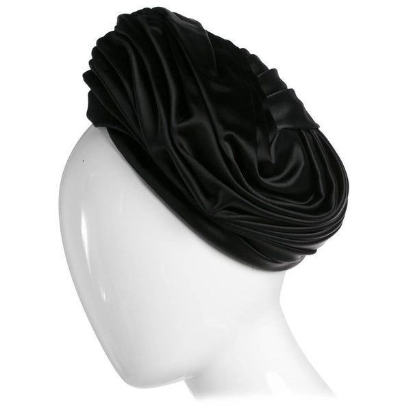 Vintage Christian Dior Black Silk Satin Turban hat