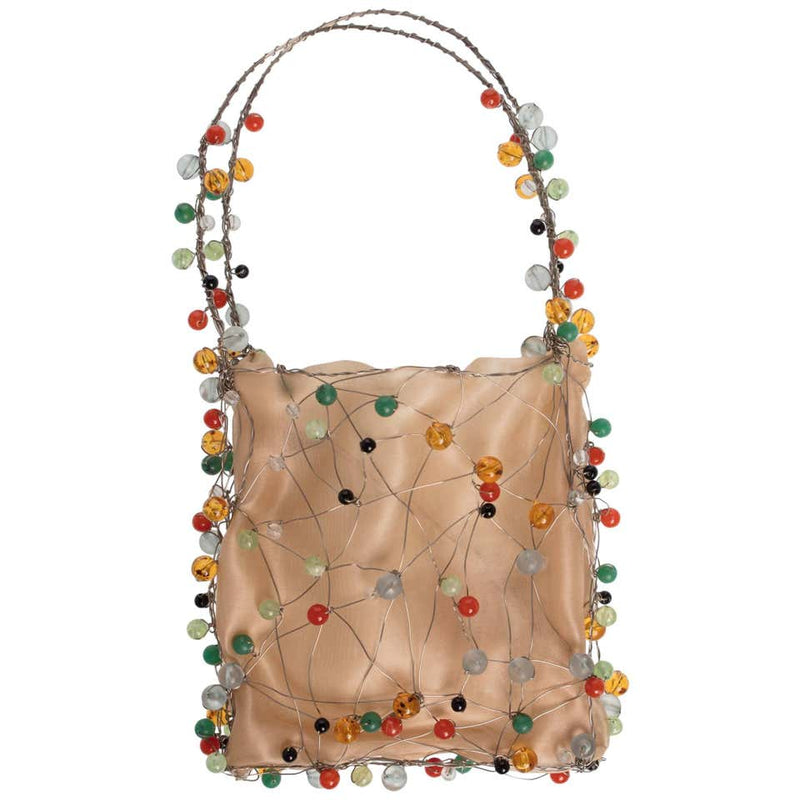 Bottega Veneta Colorful Beads Sculptural Organza Minaudieré Bag