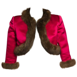 Oscar de la Renta Vintage Satin Fur Trim Bolero Jacket