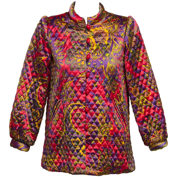 1974 Yves Saint Laurent Russian Paisley Quilted Satin Jacket Documented YSL