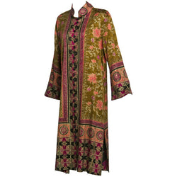 Mary Jane Sarvis One of a Kind Hand-Printed Couture Silk Caftan Dress