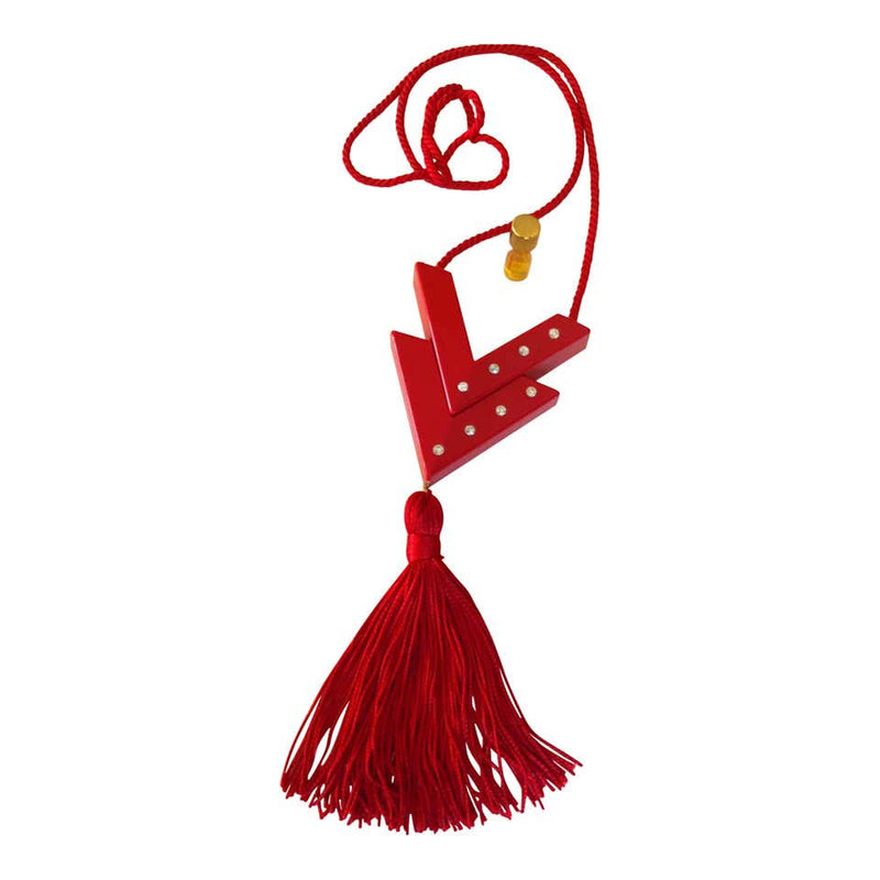 Red Vintage Valentino Tassel Necklace