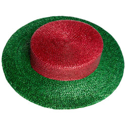 1980s Yves Saint Laurent YSL Vintage Glossy Red and Green Straw Hat