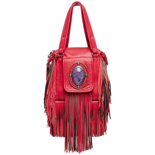 2008 Etro Runway Campaign Red Leather Fringe Shoulder Bag