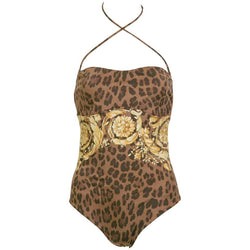 Versace Animalier Barocco Print Swimsuit & Cover Up Top