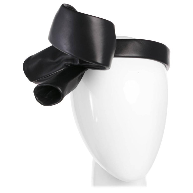 2014 S/S  Balenciaga Black Leather Knot Headband