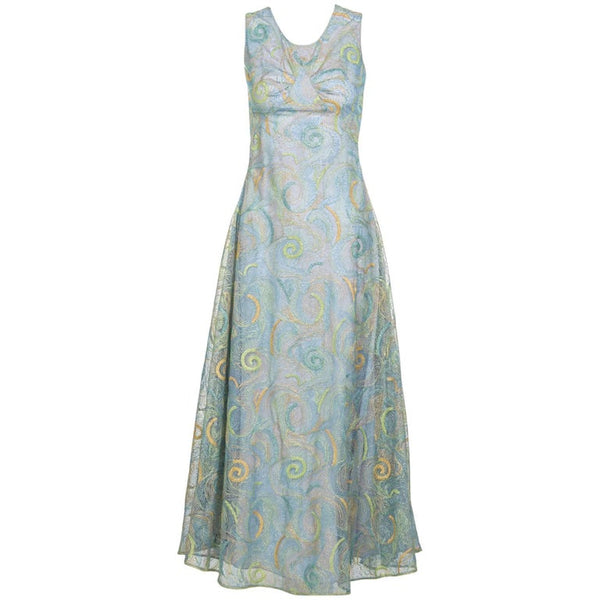 2012 Rodarte Van Gogh Multicolored Metallic Embroidered Tulle Dress