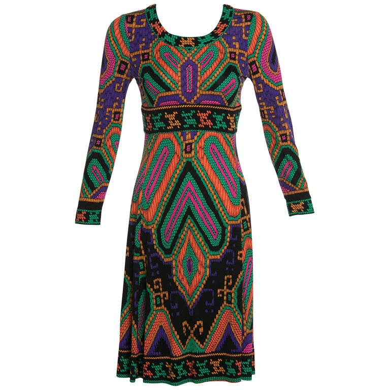 Leonard Paris Silk Jersey Print Dress Documented 1970s