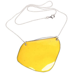 Michel McNabb for Basha Gold Limoncello Enamel Pendant Silver Chain Necklace