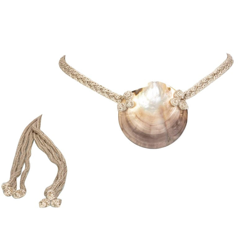 Mother of Pearl Sea Shell Braided Cord Belt, 1960s