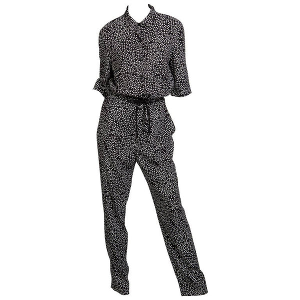 Sonia Rykiel Black and White Star Printed Drawstring Jumpsuit, 2015