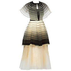 Fendi Karl Lagerfeld S/S 2008 Runway Black Cut Out Suede Dress Cape Skirt Set