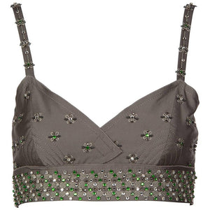 2000s Beaded Prada Bralette with Rhinestone Detail