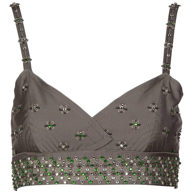 2000s Beaded Prada Bralette with Rhinestone Details – Basha Gold