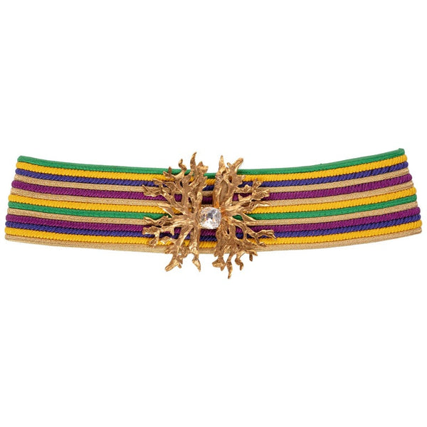 Yves Saint Laurent Vintage YSL Multicolored Passementerie Gold Belt, 1990s