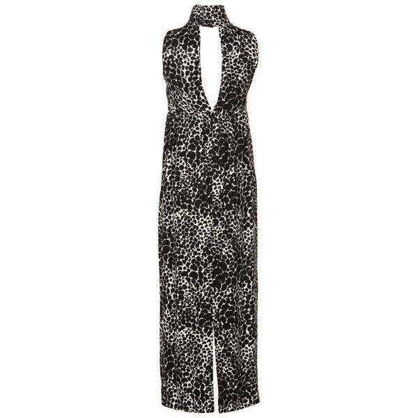 Yves Saint Laurent YSL Black and White Silk Print High Neck Evening Dress, 1985