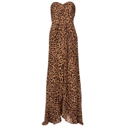 Pamella Roland Silk Leopard Print Strapless Evening Gown and Shawl Pamella Roland Silk Leopard Print Strapless Evening Gown and Shawl