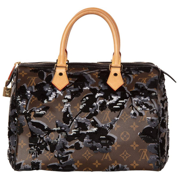 Louis Vuitton Limited Edition Fleur de Jais Monogram Speedy 30 Bag