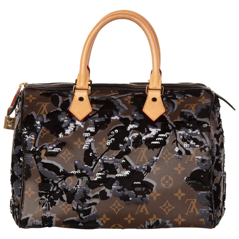 Louis Vuitton Limited Edition Fleur de Jais Monogram Speedy 30 Bag
