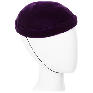 Givenchy Amethyst Purple Velvet Bumper Hat, 1970s