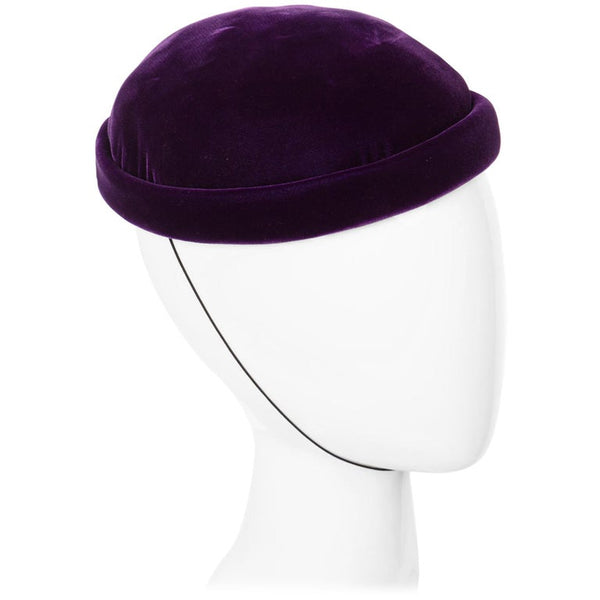 Givenchy Amethyst Purple Velvet Bumper Hat, 1970s