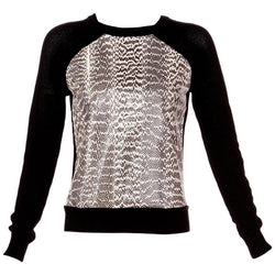 Jason Wu Black Wool Snakeskin Crew Neck Sweater, 2013